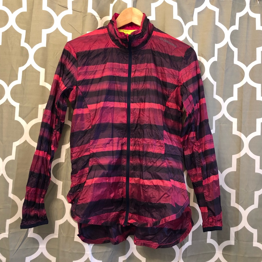 Brooks Run Happy Pink Purple LSD Packable Jacket Women Zip Up Lightweight Size M